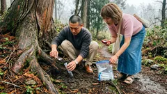 樹齢2400年の巨木の足元で見つかった「見えない森」—地下の菌類は何を支えている？